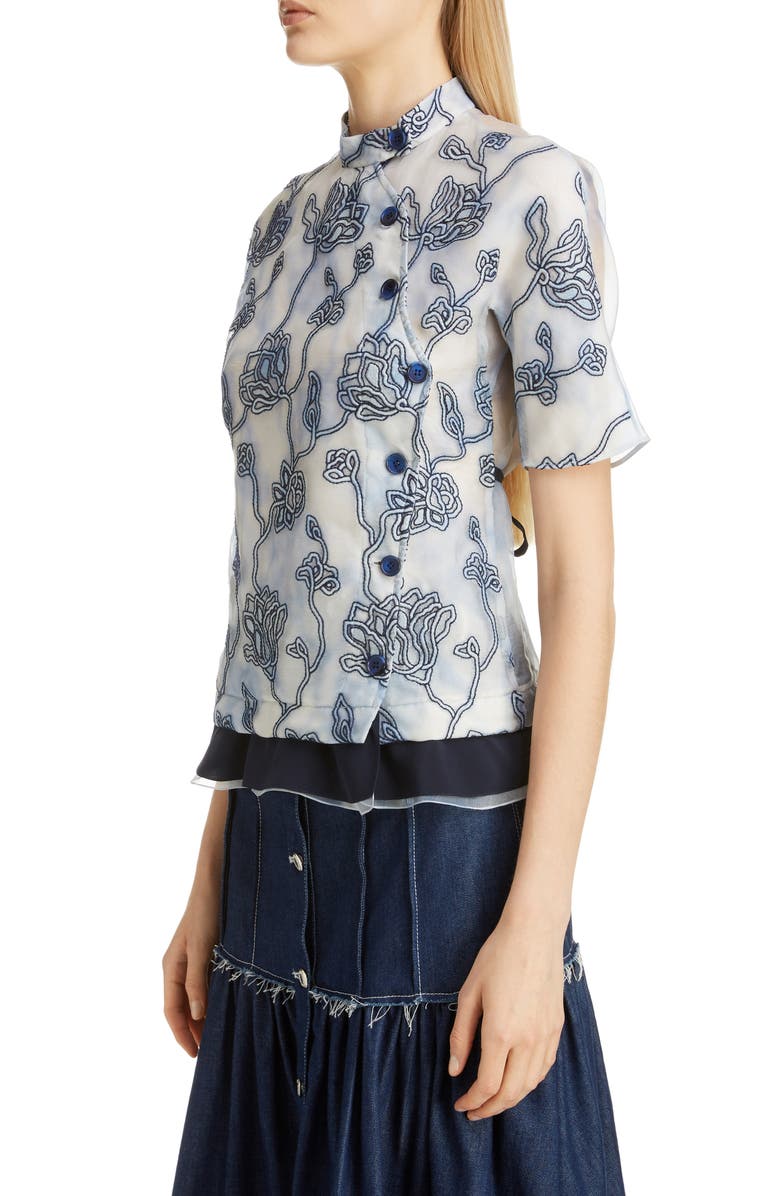 Chloé Floral Embroidered Silk Blouse, Alternate, color, 