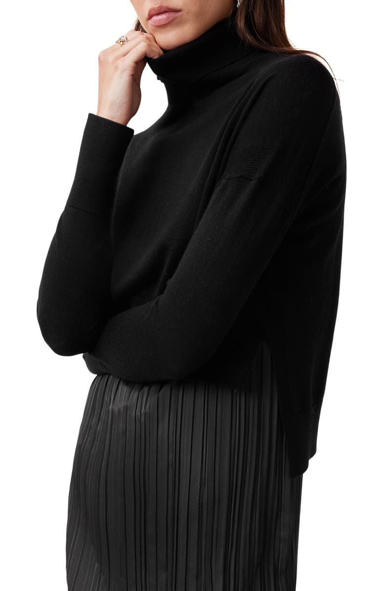 AllSaints Vittoria Merino Wool High-Low Sweater & Micropleat Midi Dress Set, Alternate, color, 