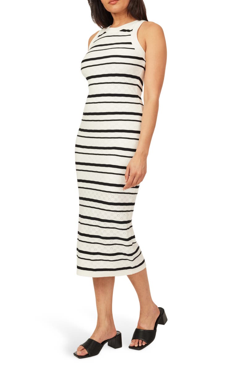 Scotch & Soda Stripe Sleeveless Pointelle Sweater Dress, Alternate, color,