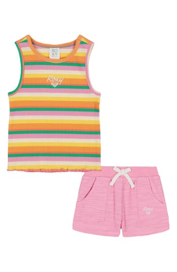 Roxy Babies'  Rib Tank & Shorts Set In Multi