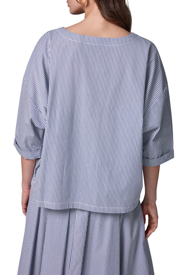 Stripe Stretch Cotton Top, Alternate, color, NIGHT FALL
