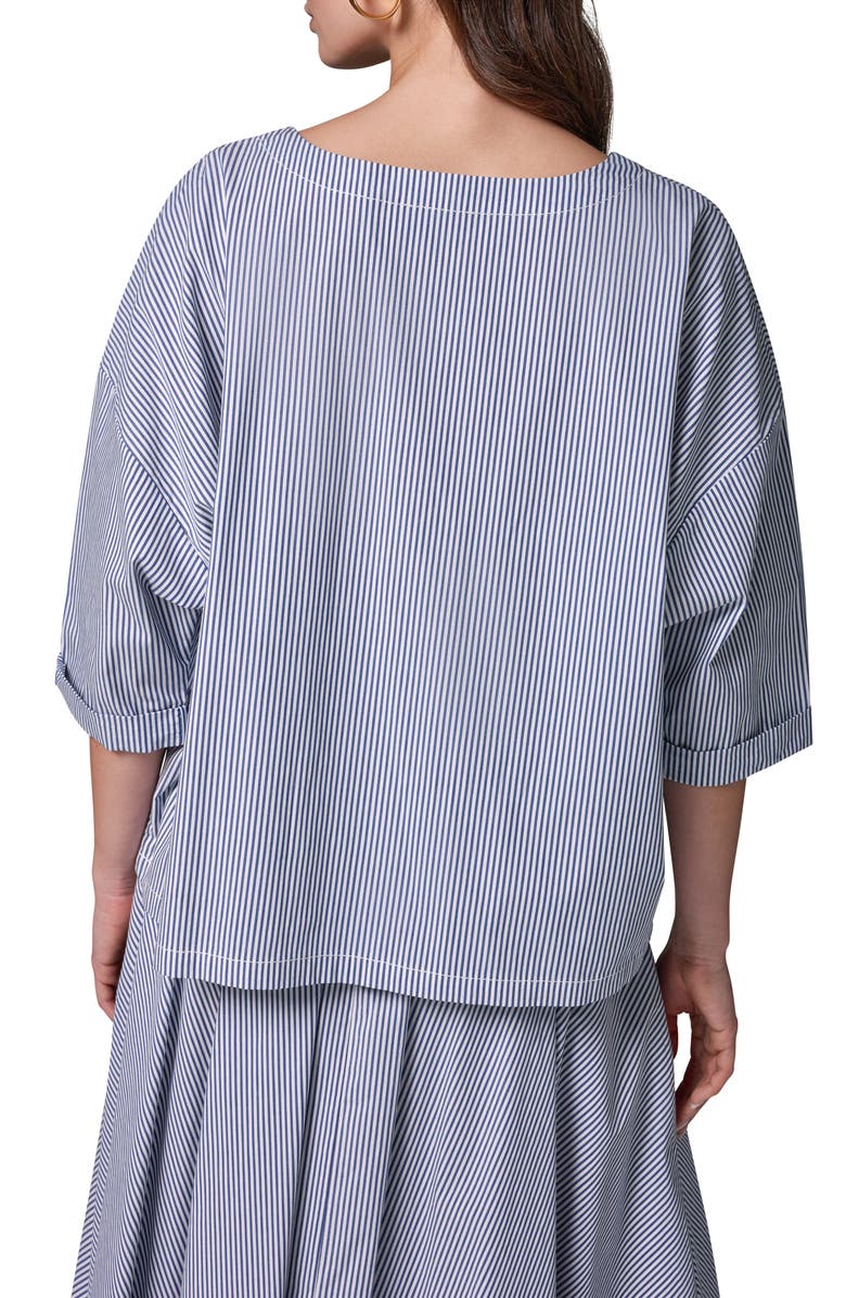 Donna Karan New York Stripe Stretch Cotton Top, Alternate, color,