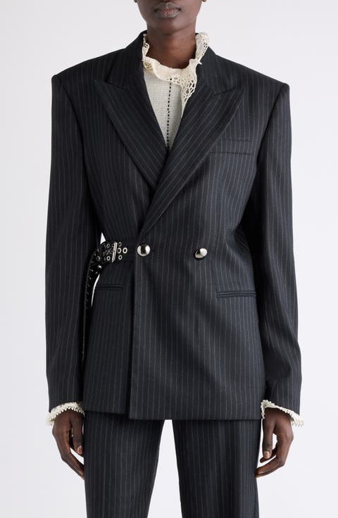 Nahia Pinstripe Wool Blend Blazer