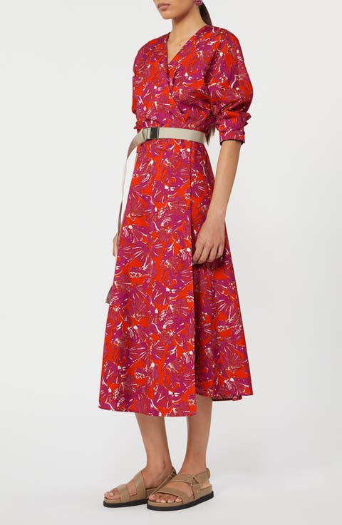 Camino Shell Print Cotton Poplin Wrap Dress