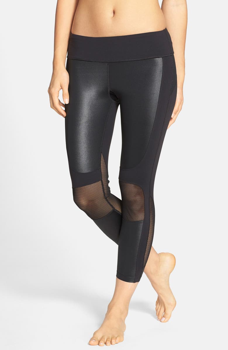 SPLITS59 'Matrix Noir' Mesh Inset Capris, Main, color,