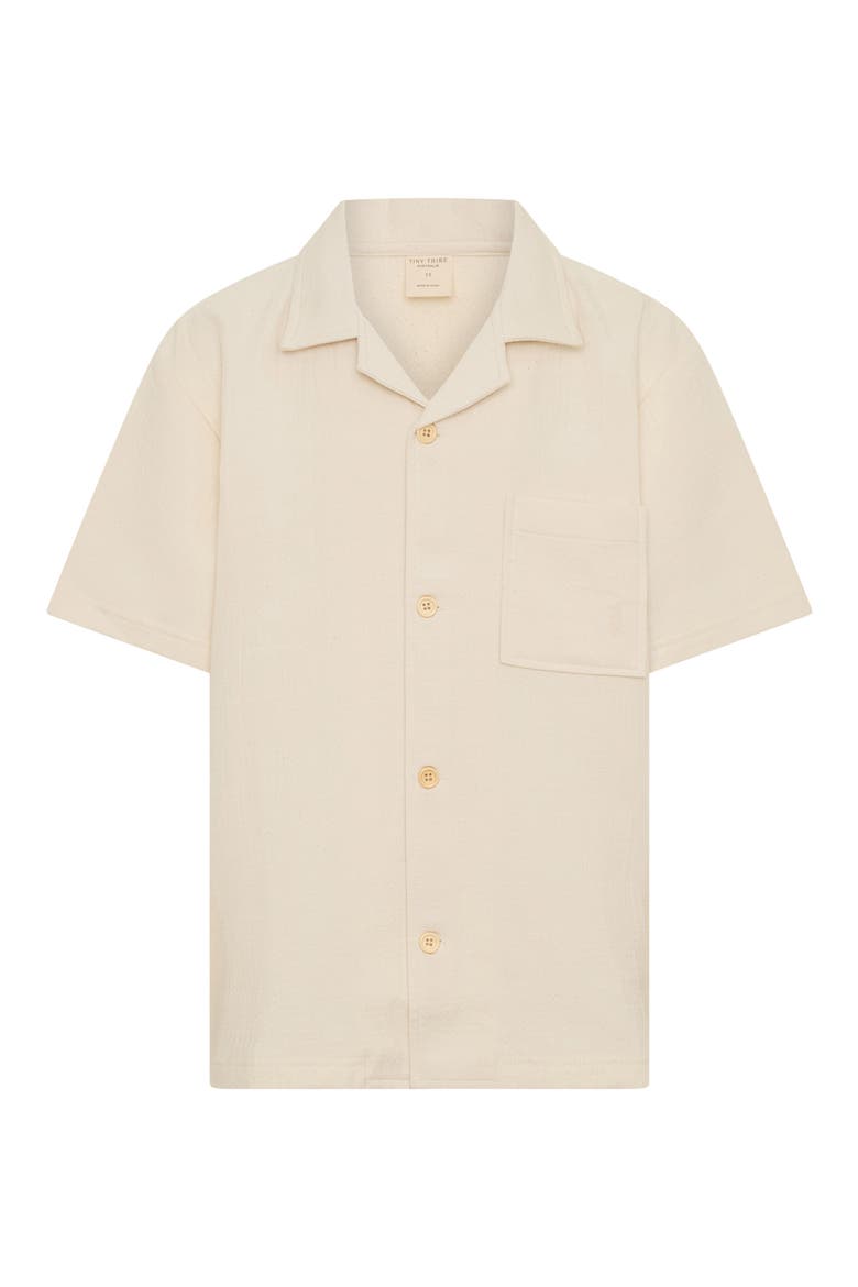 Kids' Waffle Stitch Camp Shirt, Main, color, CREAM