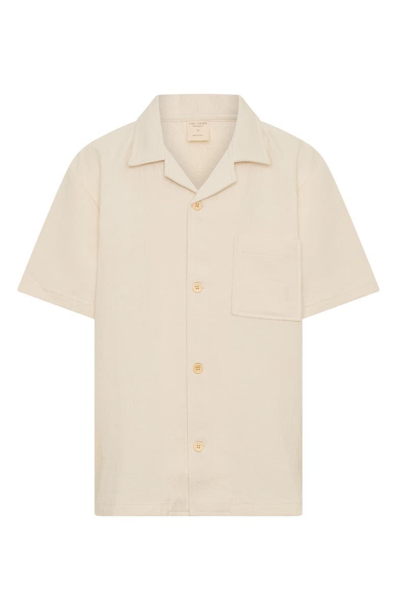 TINY TRIBE Kids' Waffle Stitch Camp Shirt, Main, color, Cream