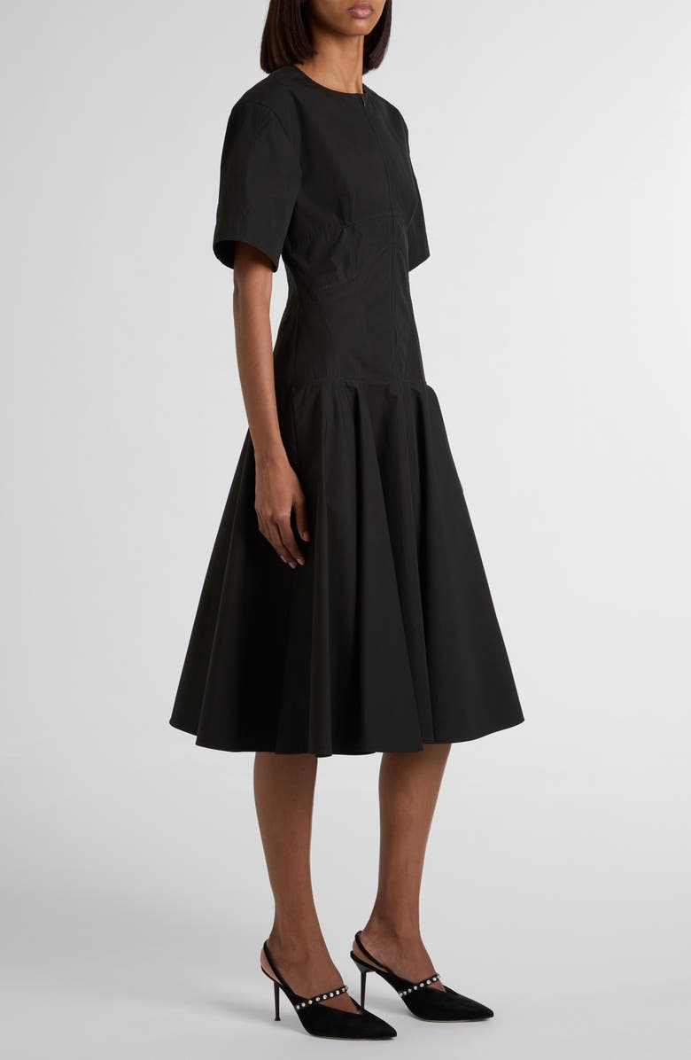McQueen Cotton Poplin Midi Dress, Alternate, color, Black