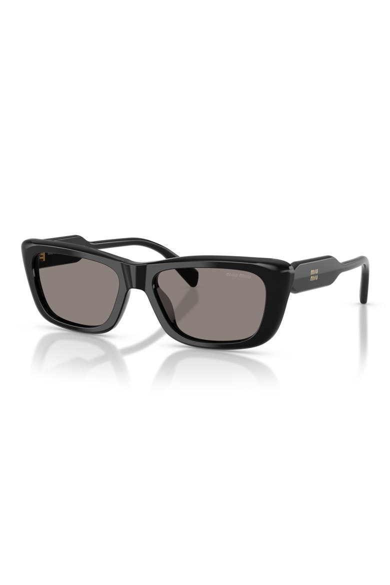 56mm Rectangular Sunglasses, Alternate, color, BLACK / DARK GREY