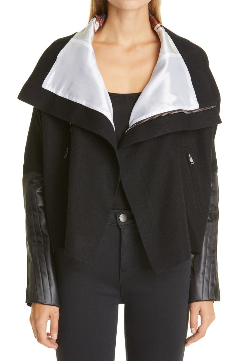 Mixed Media Jacket, Main, color, BLACK/ WHITE/ RUST/ NU BLU