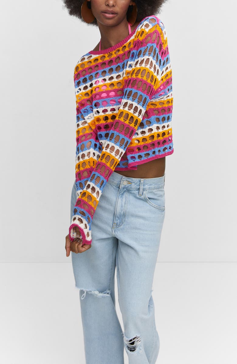 MANGO Crochet Sweater, Alternate, color, 