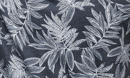 Travismathew Sea Journey Leaf Print Stretch Polo In Total Eclipse