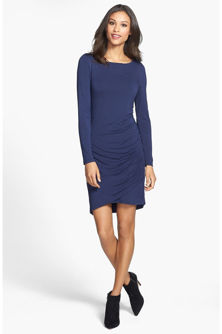 Side Shirred Knit Dress, Alternate, color, NAVY PEACOAT