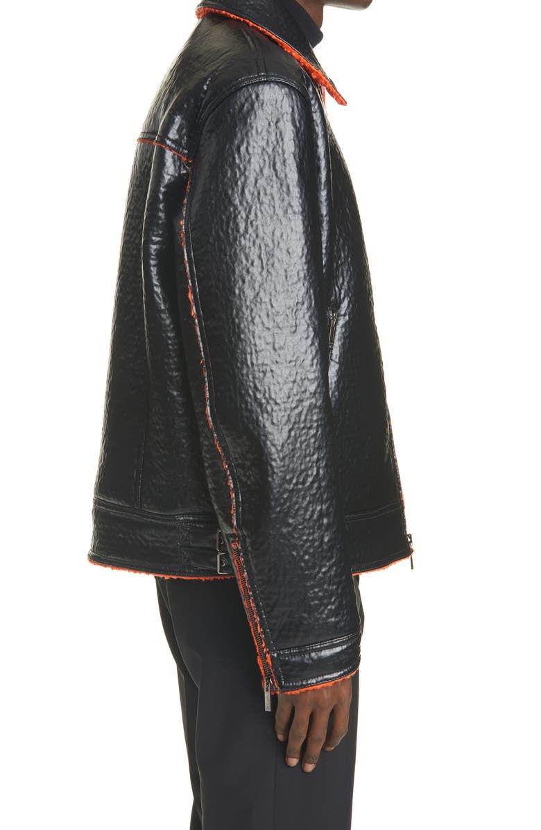 Valentino Giubbino Textured Faux Leather Bomber Jacket, Alternate, color,