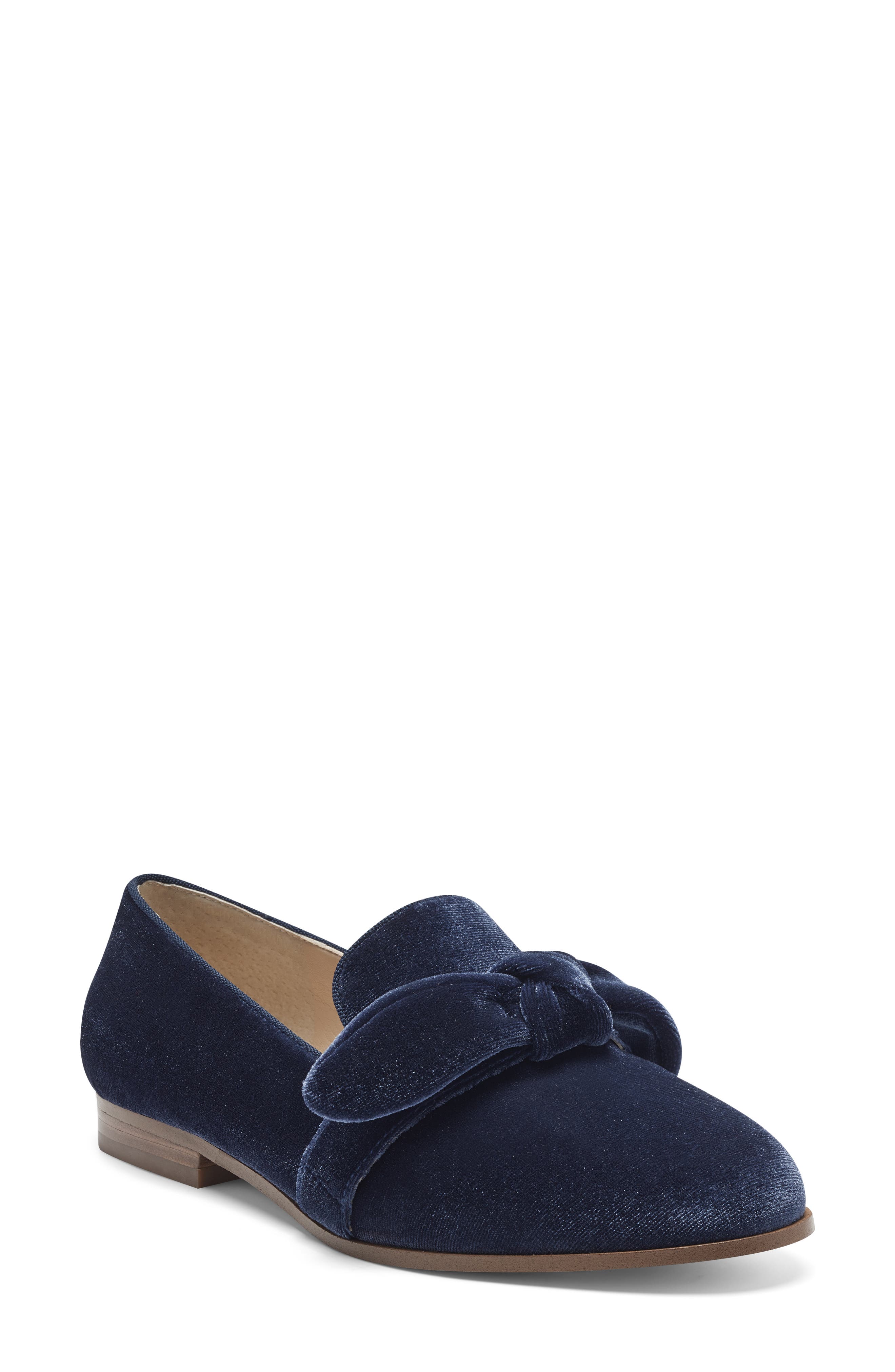Jamia Bow Loafer, Main, color, OXFORD BLUE VELVET