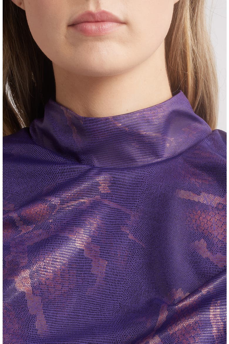 Prince Metallic Snakeskin Print Long Sleeve Dress, Alternate, color, PURPLE