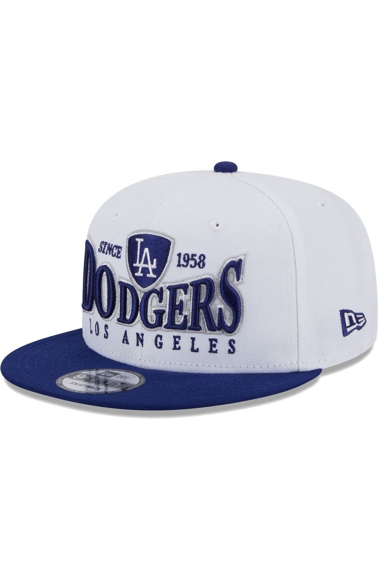 New Era Men's New Era White/Royal Los Angeles Dodgers Crest 9FIFTY Snapback Hat, Main, color,