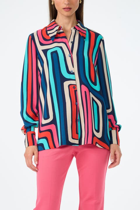 Montero Geometric Button-Up Top