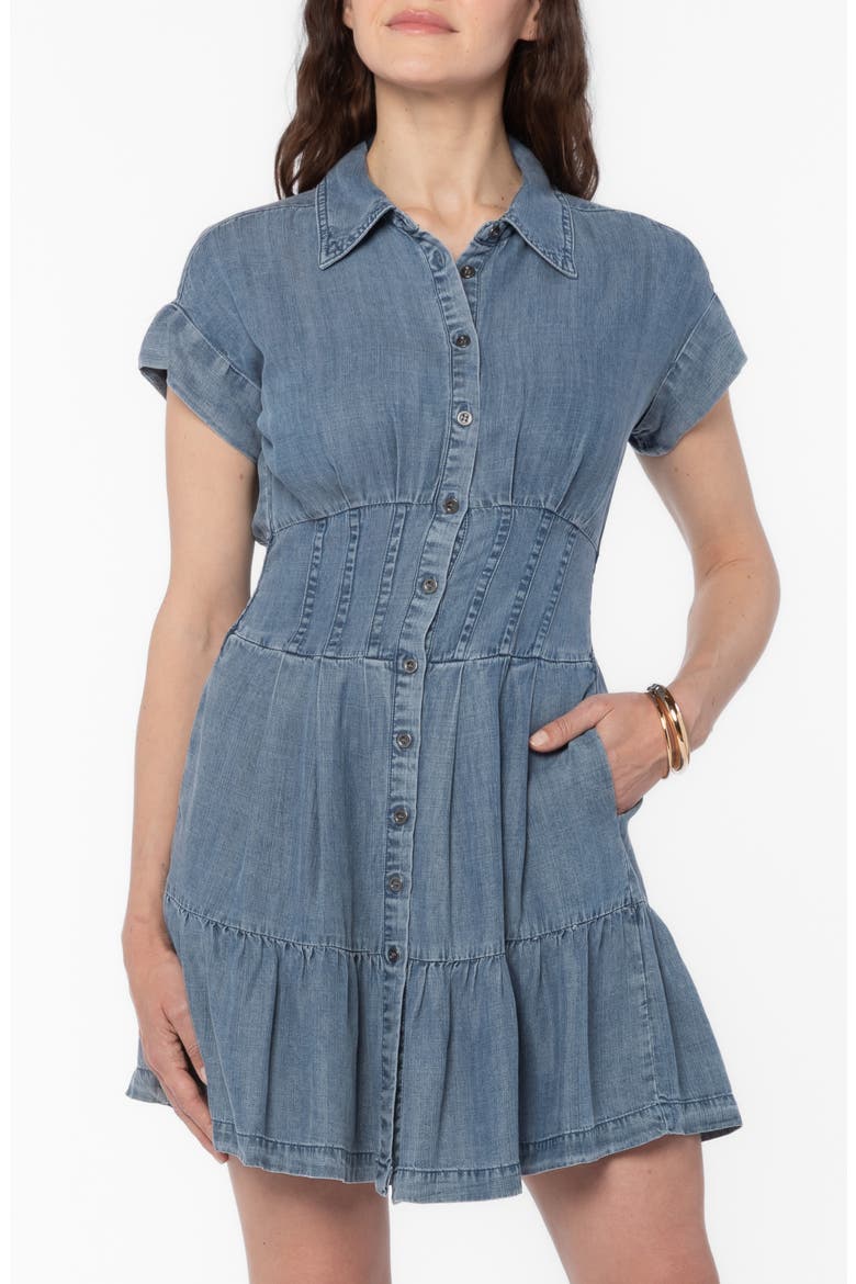 Bryssa Denim Corset Shirtdress, Alternate, color, MALIBU