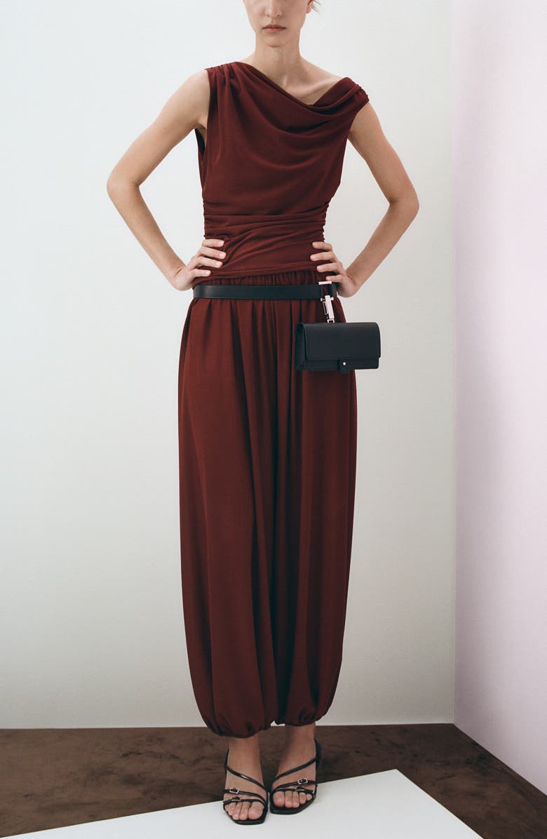 MANGO Asymmetric Ruched Top, Alternate, color, Russet