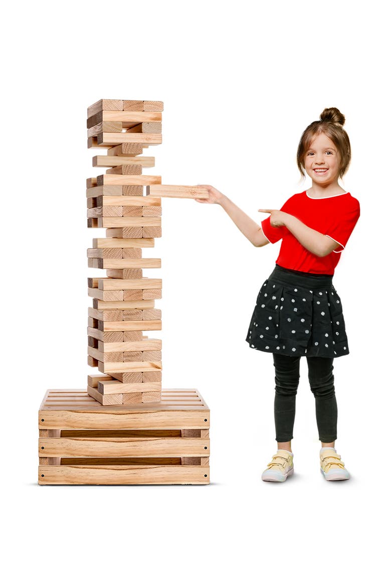 Premium Giant Tower Game with Storage Crate, Main, color, Beige