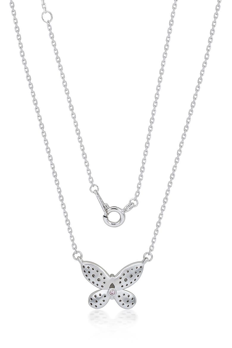 Cubic Zirconia Butterfly Pavé Pendant Necklace, Alternate, color, WHITE