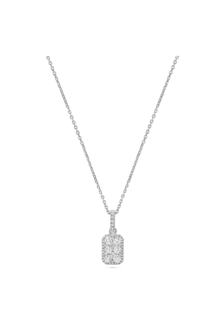 Rectangle Cluster Diamond Pendant Necklace in 14K White Gold, Main, color, 14K White Gold