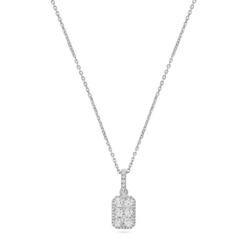 Rectangle Cluster Diamond Pendant Necklace in 14K White Gold