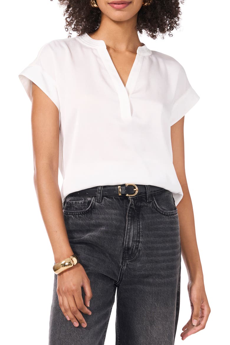 Split Neck Georgette Top, Main, color, NEW IVORY