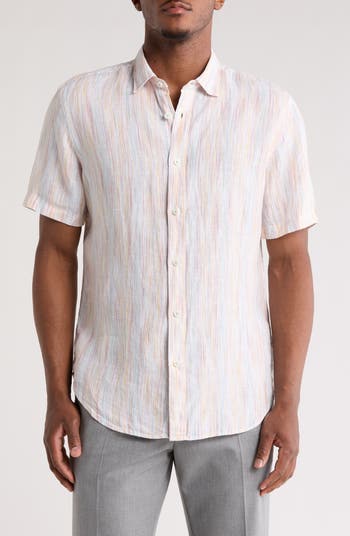 Bugatchi - Hugo Solid Poplin Shirt - Linen - Navy main image 1