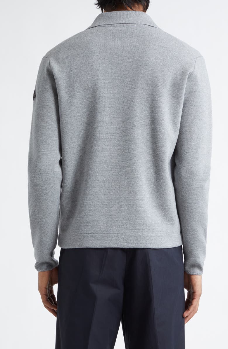 Moncler Wool Milano Stitch Zip Cardigan, Alternate, color, Pale Gray Melange