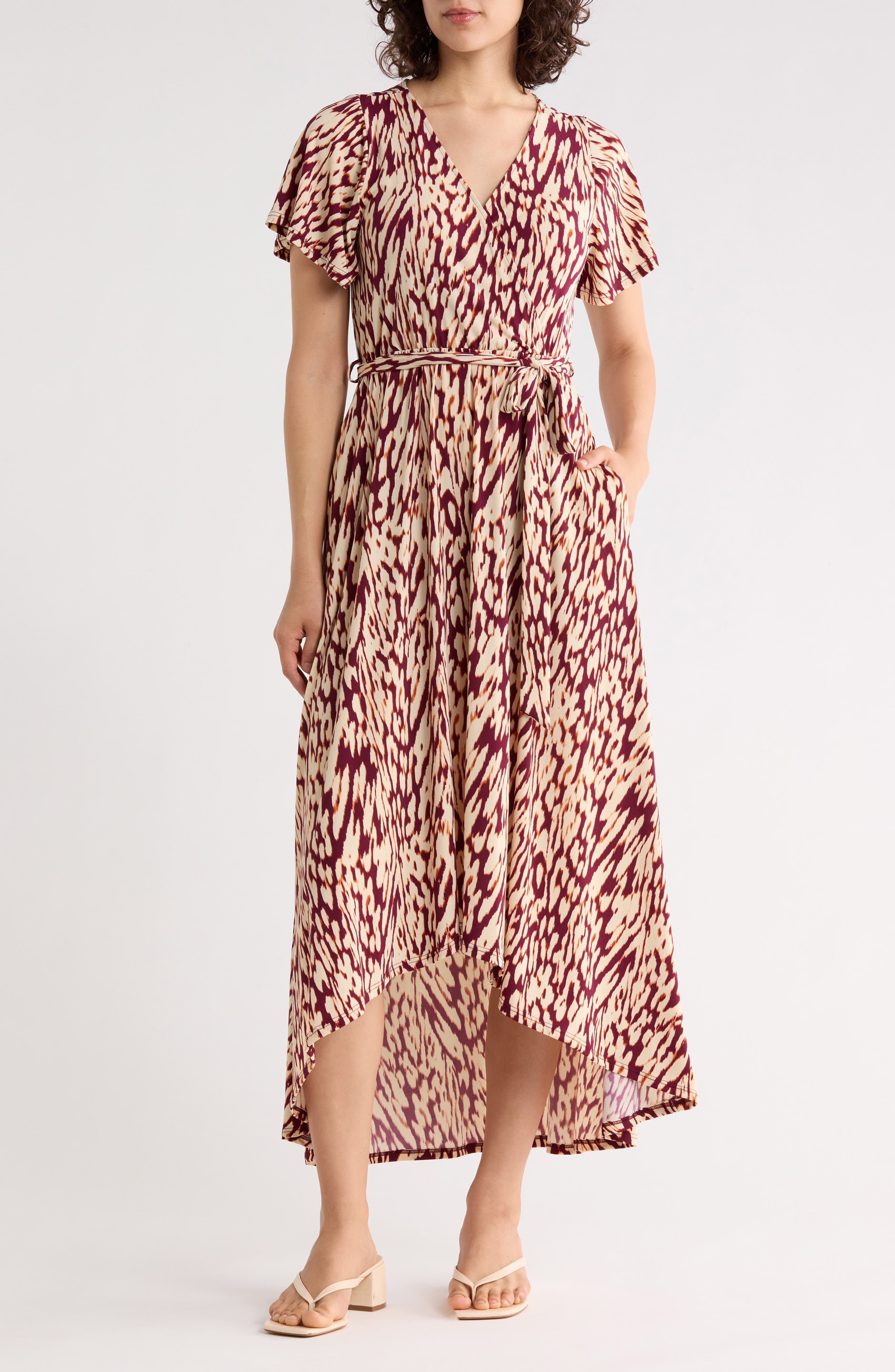 WEST K Flutter Sleeve High-Low Dress