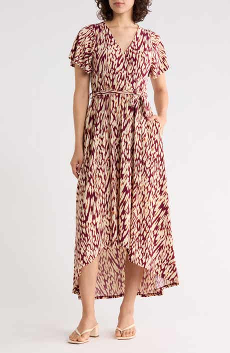 WEST K Flutter Sleeve High-Low Dress
