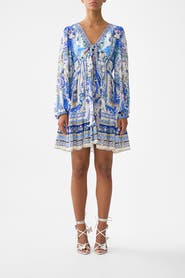 Camilla Short Tie Front Blouson Dress