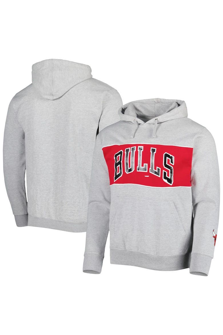 Men's Fanatics Branded Heather Gray Chicago Bulls Wordmark French Terry Pullover Hoodie, Main, color, Heather Gray
