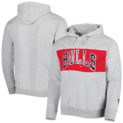 Men's Fanatics Branded Heather Gray Chicago Bulls Wordmark French Terry Pullover Hoodie