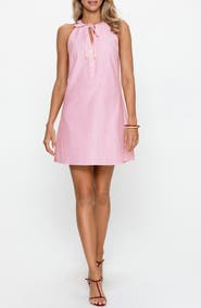 PS by Cupshe Stripe Tie Neck Sleeveless Shirtdress
