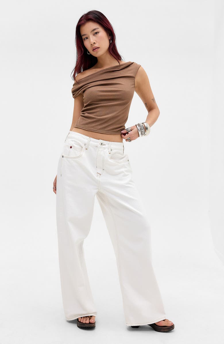 BDG Urban Outfitters Fia Off the Shoulder Crop Top, Alternate, color, Brown