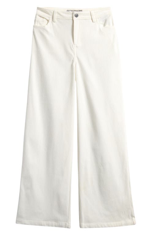 Tractr Kids' Wide Leg Corduroy Pants In White