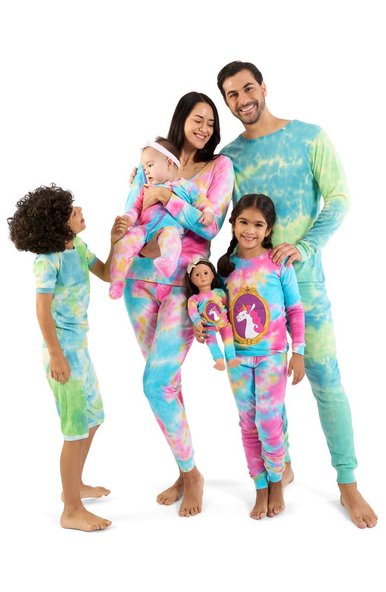 Leveret Women's Cotton Tie Dye Matching Family Pajamas, Alternate, color, Tie Dye Rainbow