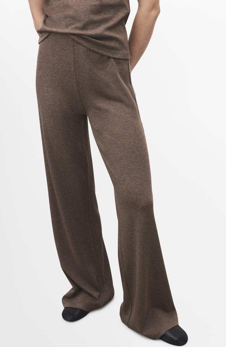 MANGO Knit Pants, Main, color, Medium Brown