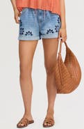 Sam Edelman Embroidered Eyelet Paperbag Waist Denim Shorts