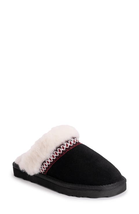 Dawn Suede Scuff Slipper with Genuine Shearling Trim (Women)
