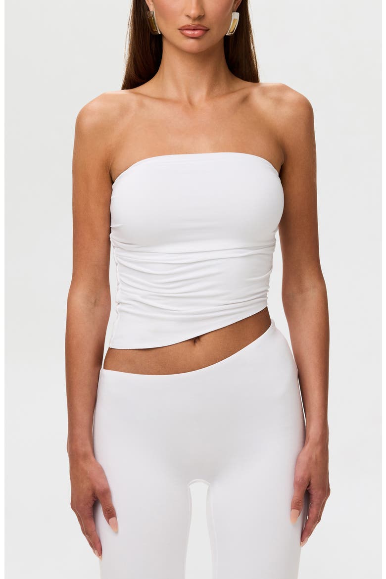 Strapless Asymmetric Hem Tube Top, Main, color, WHITE