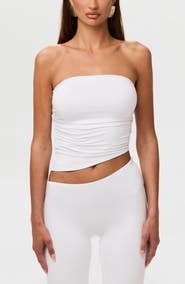 Naked Wardrobe Strapless Asymmetric Hem Tube Top