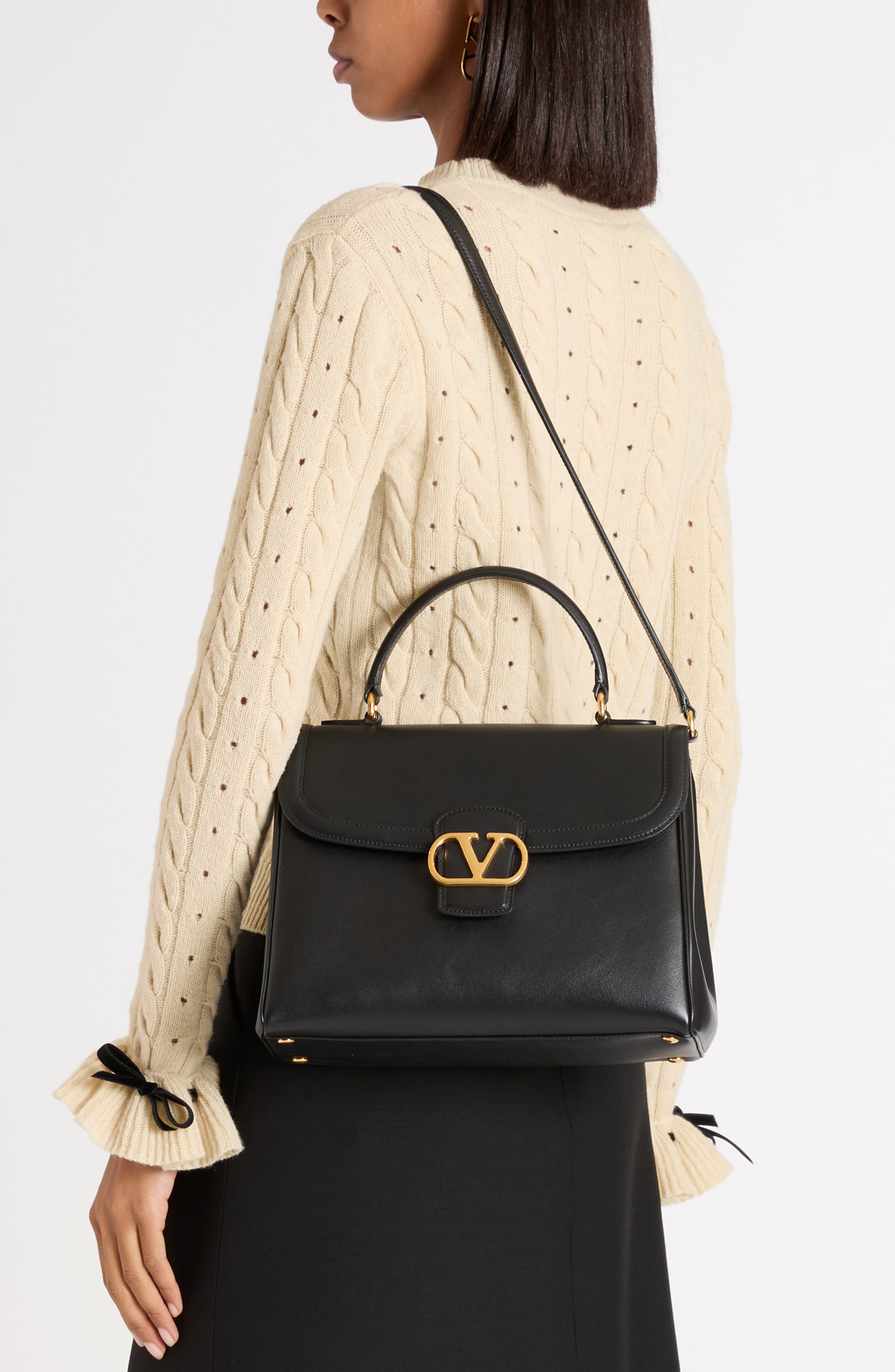 Valentino Garavani Large 9TO5 Leather Top Handle Bag, Alternate, color, 