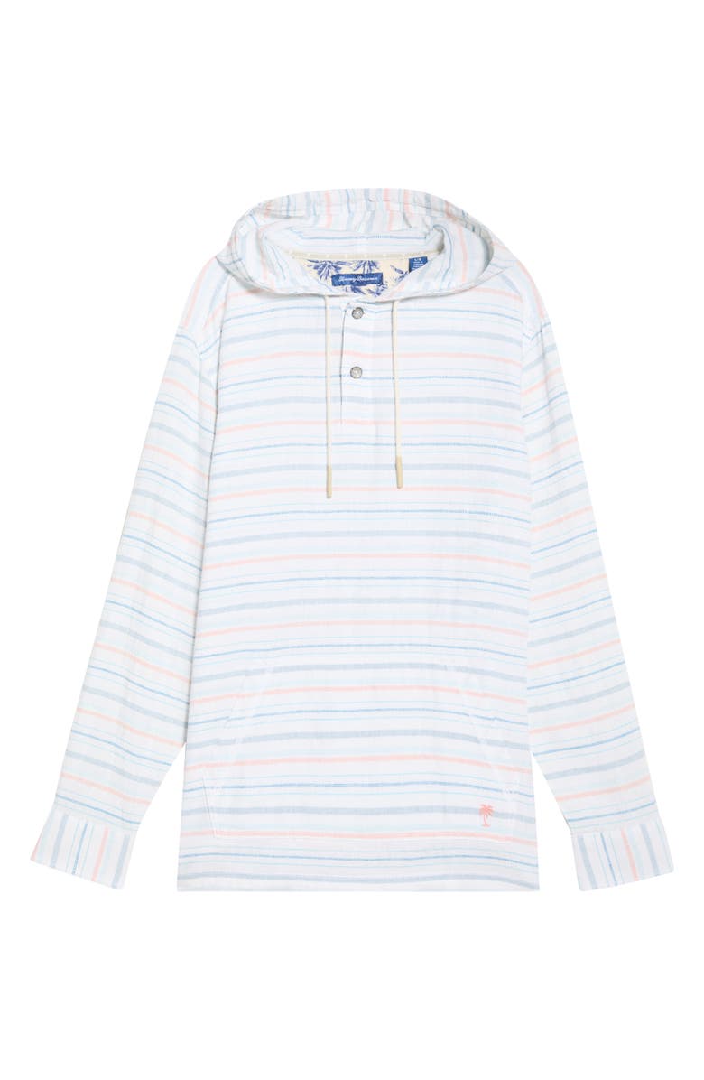 Tommy Bahama Castelo Baja Stripe Linen Blend Pullover Hoodie, Alternate, color, White