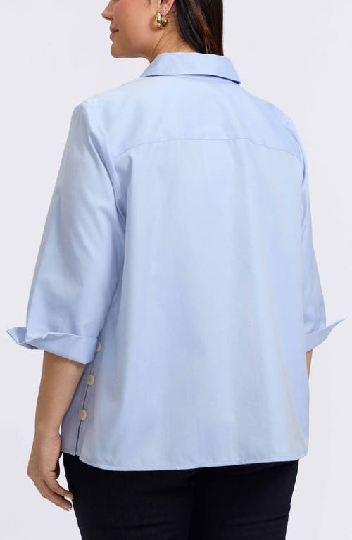 Foxcroft Beatrice Side Button Shirt In Soft Blue