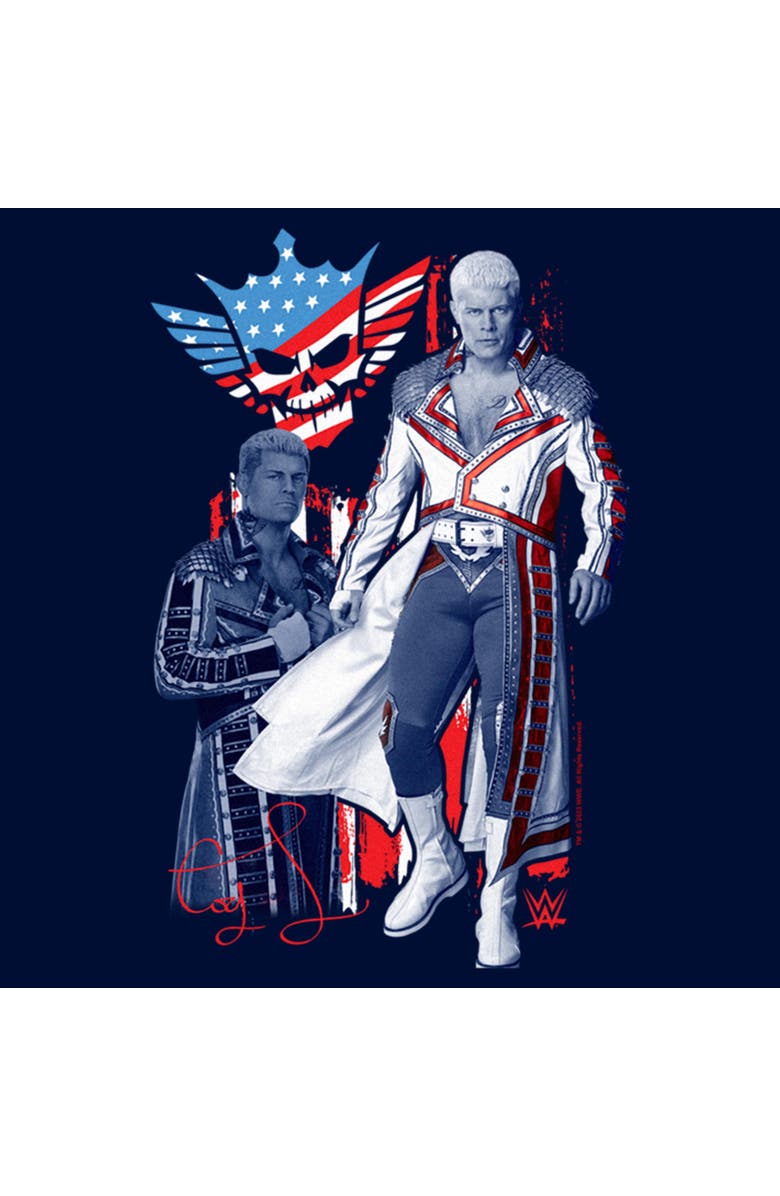 WWE Boy's WWE Cody Rhodes Patriotic Pose  Graphic T-Shirt, Alternate, color, Navy Blue