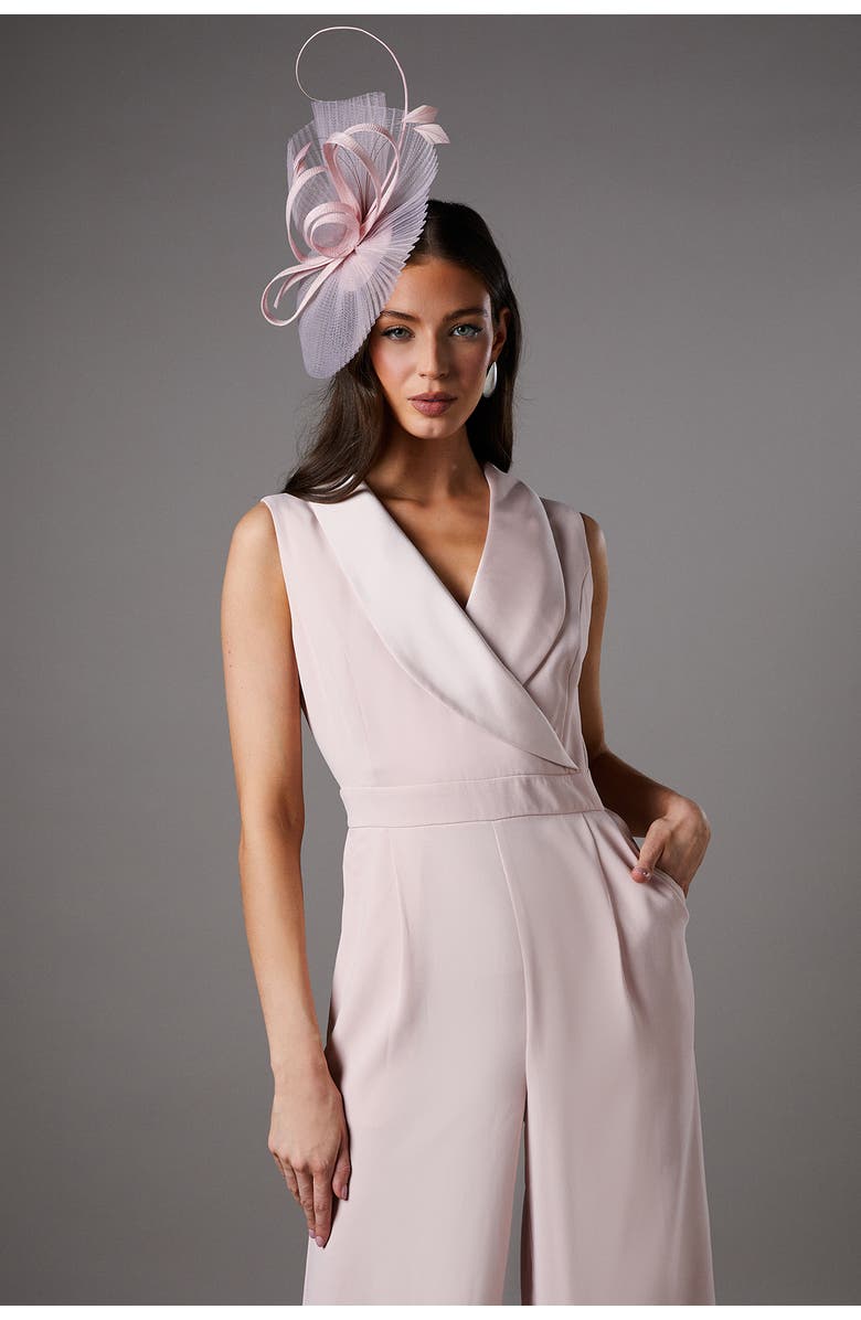 Coast Crepe V-Neck Wrap Wide Leg Jumpsuit, Alternate, color, Blush